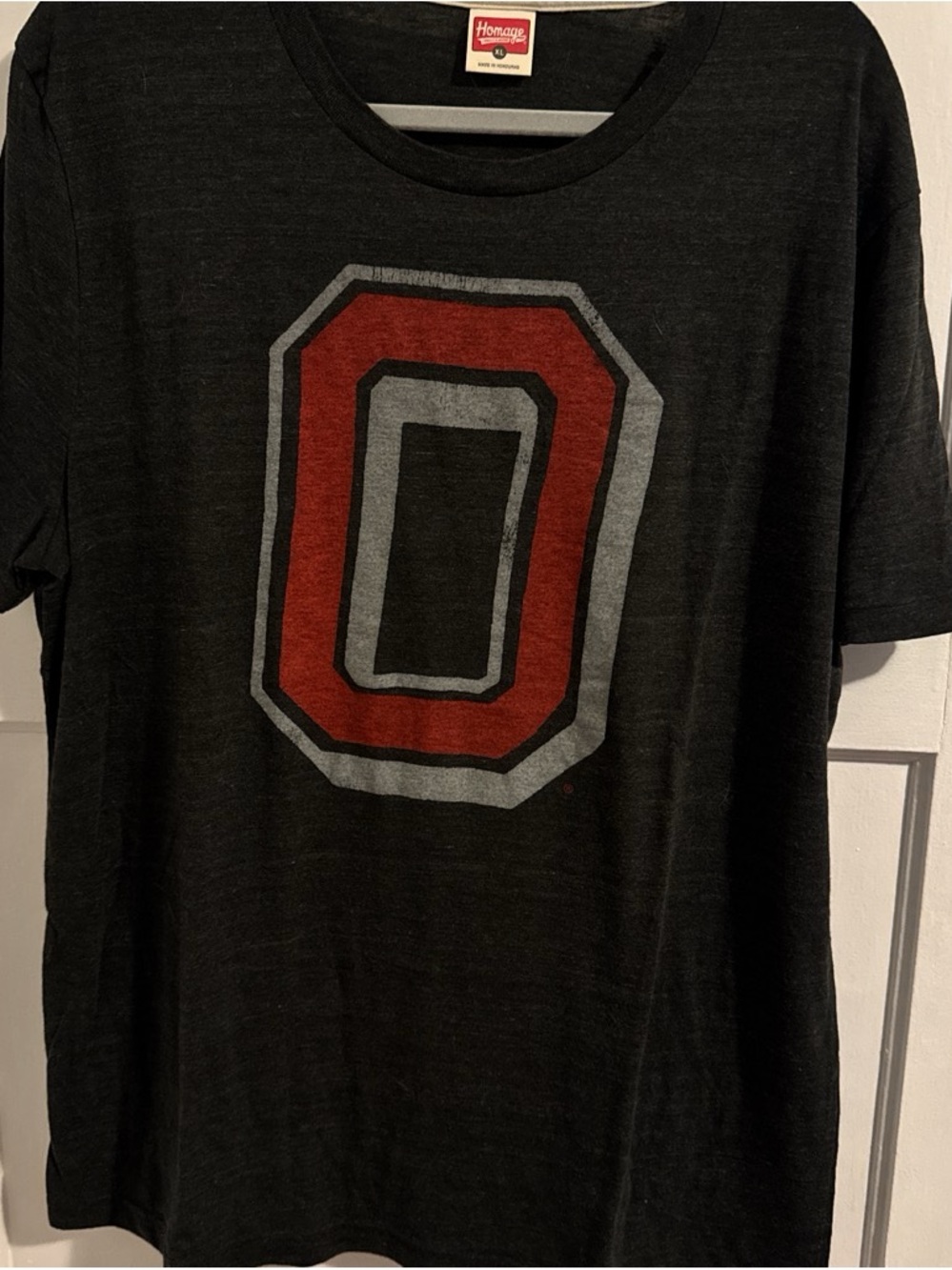 HOMAGE Black Short-Sleeve Tee with Red and Gray 'O' Graphic
